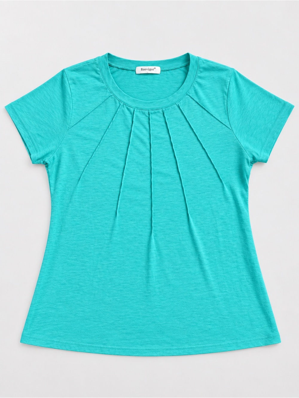 Teal Short-Sleeve Pleated Women's Tee